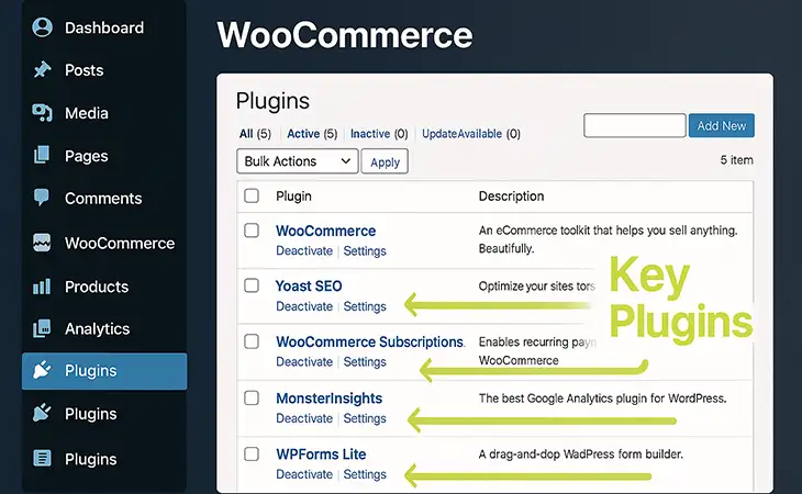 Essential WooCommerce Plugins Every E- wordpress dashboard