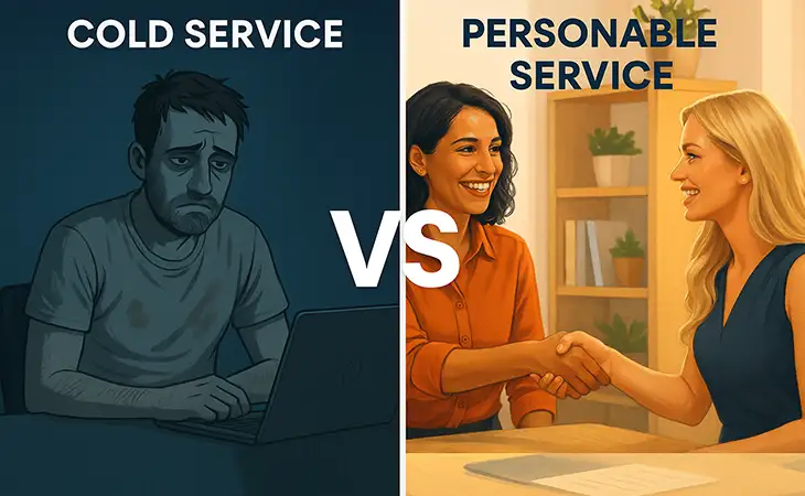 Personable Customer Service-coldvspersonalgraphic