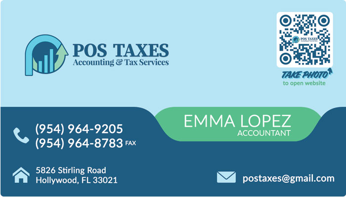 POS Taxes Business card, front