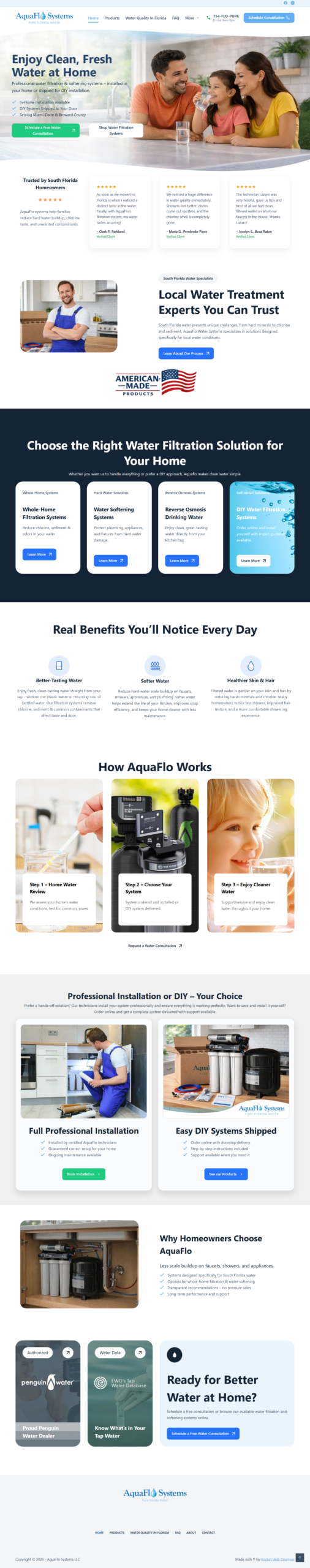 AquaFlo Systems website built by Rocket Web Designer