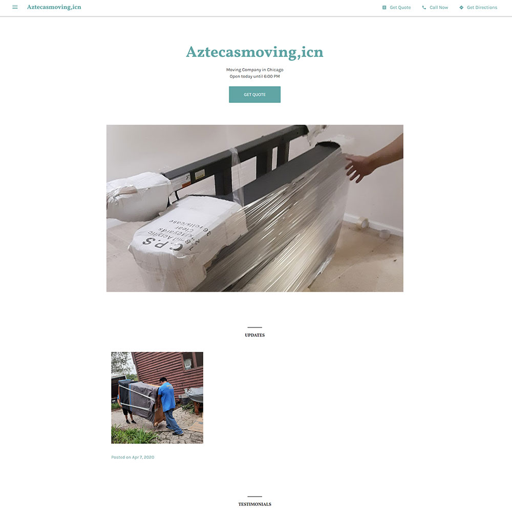 Azteca Movers website before the redesign