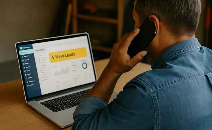 Business owner tracking new leads in one place