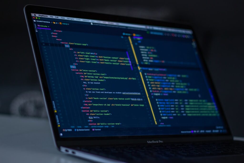 Developer reviewing structured data code on a screen
