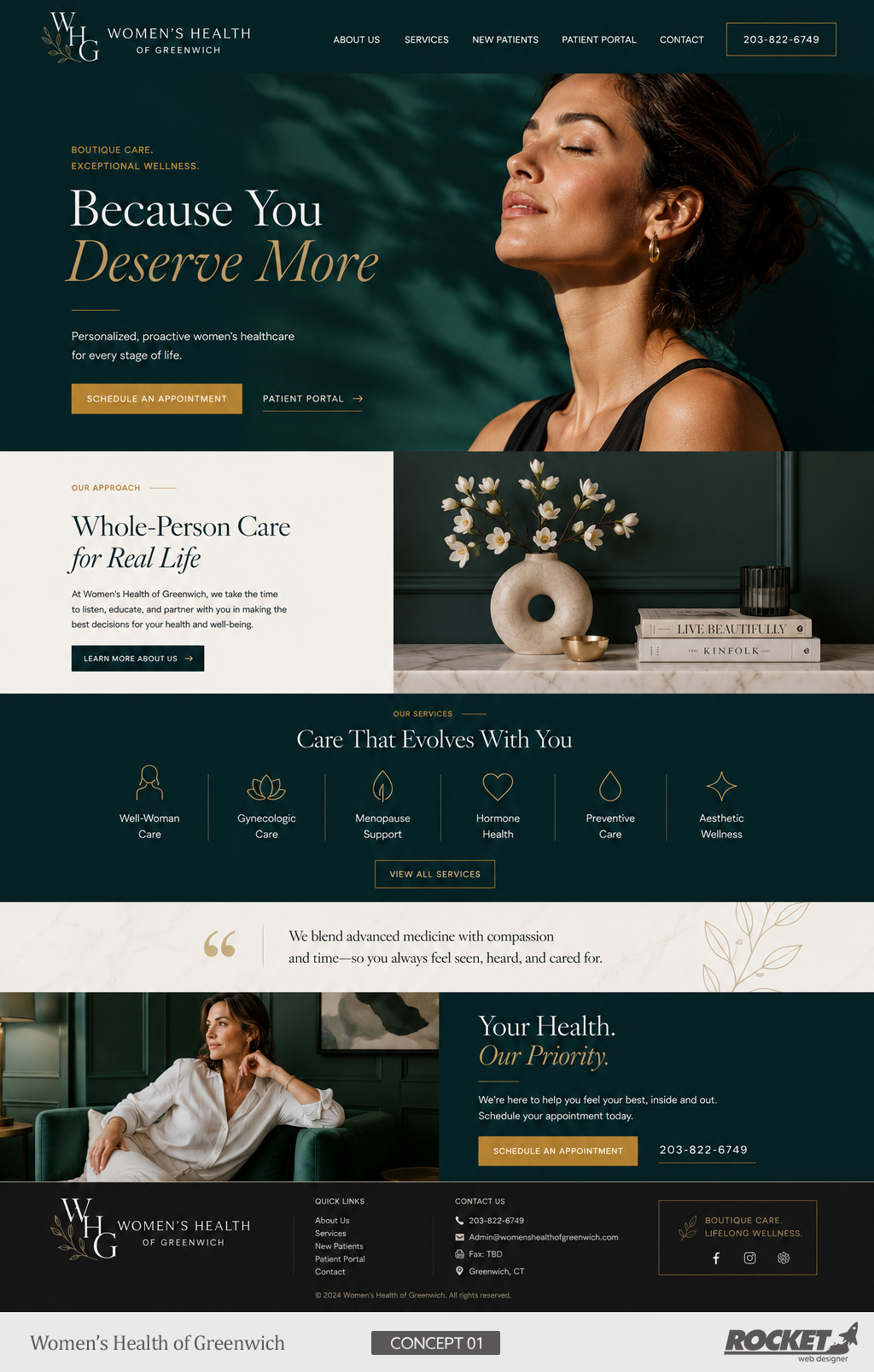 Women's Health of Greenwich website design, concept one