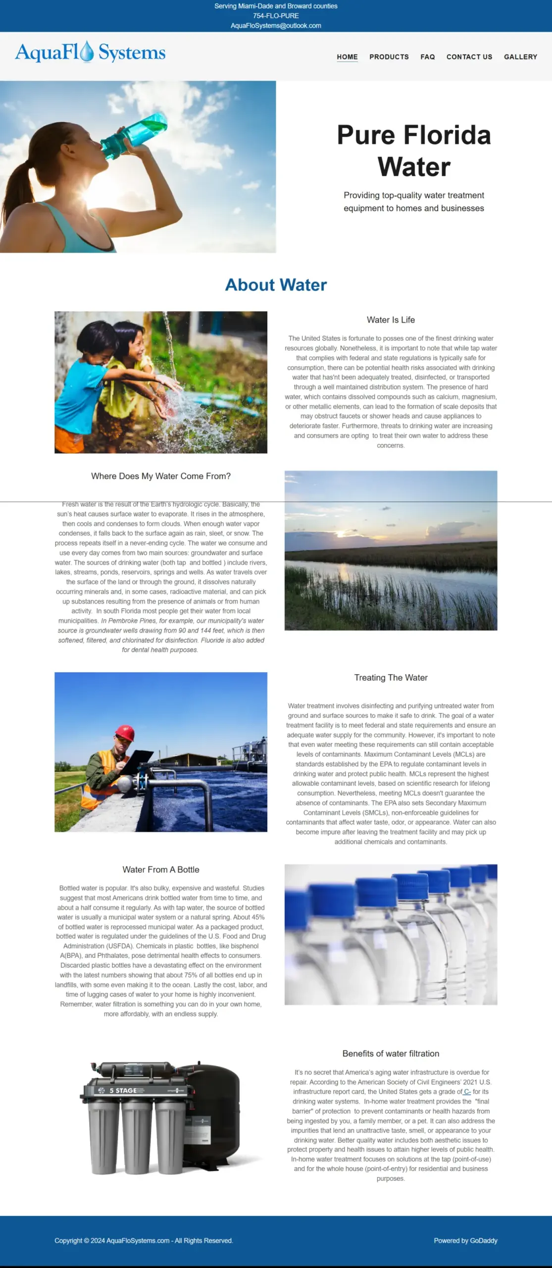 AquaFlo Systems website before the redesign