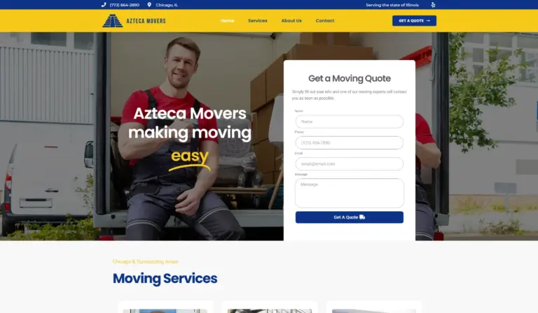 Azteca Movers website by Rocket Web Designer
