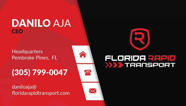 Florida Rapid Transport business card front by Rocket Web Designer