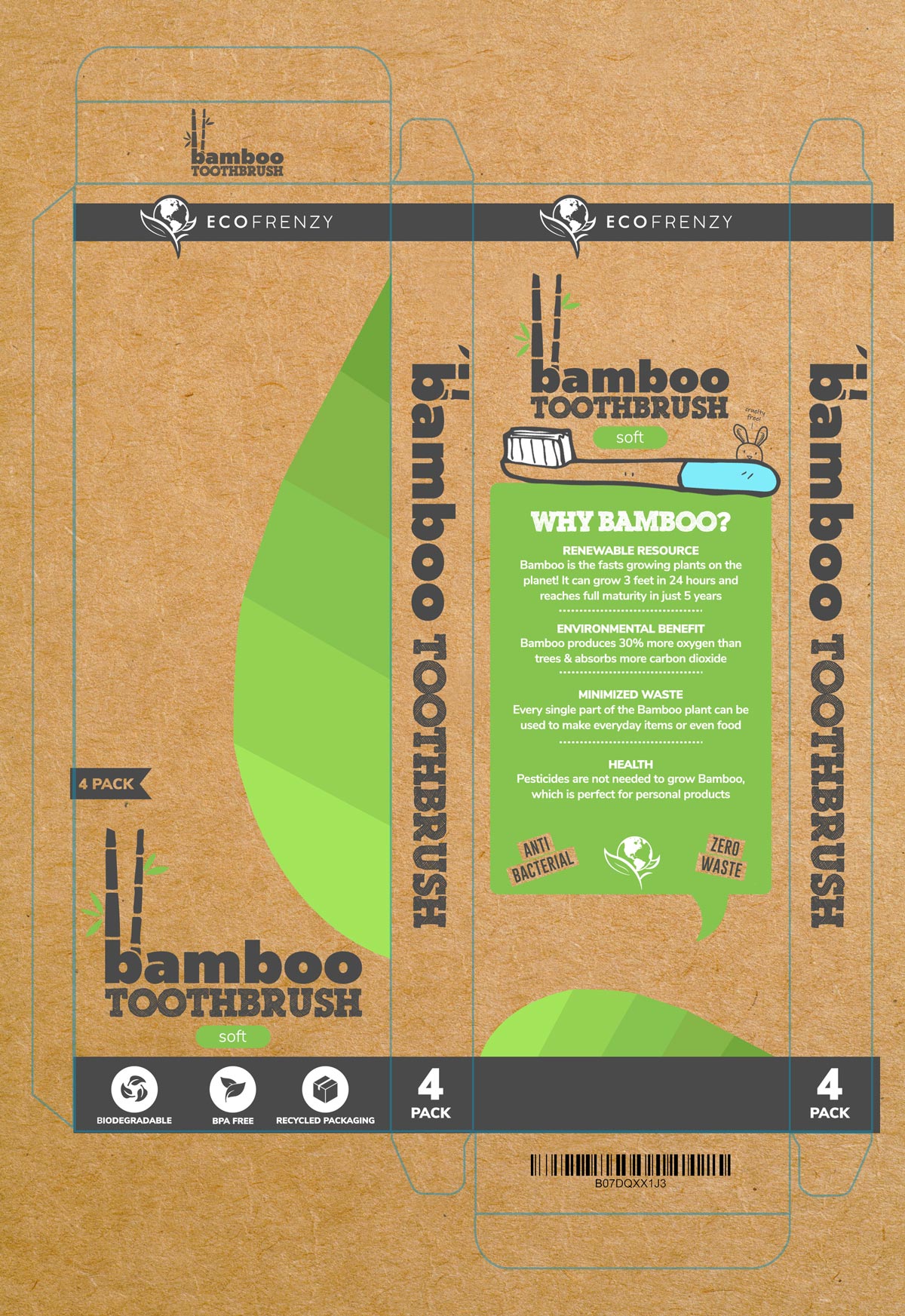 Eco Frenzy bamboo toothbrush box packaging design