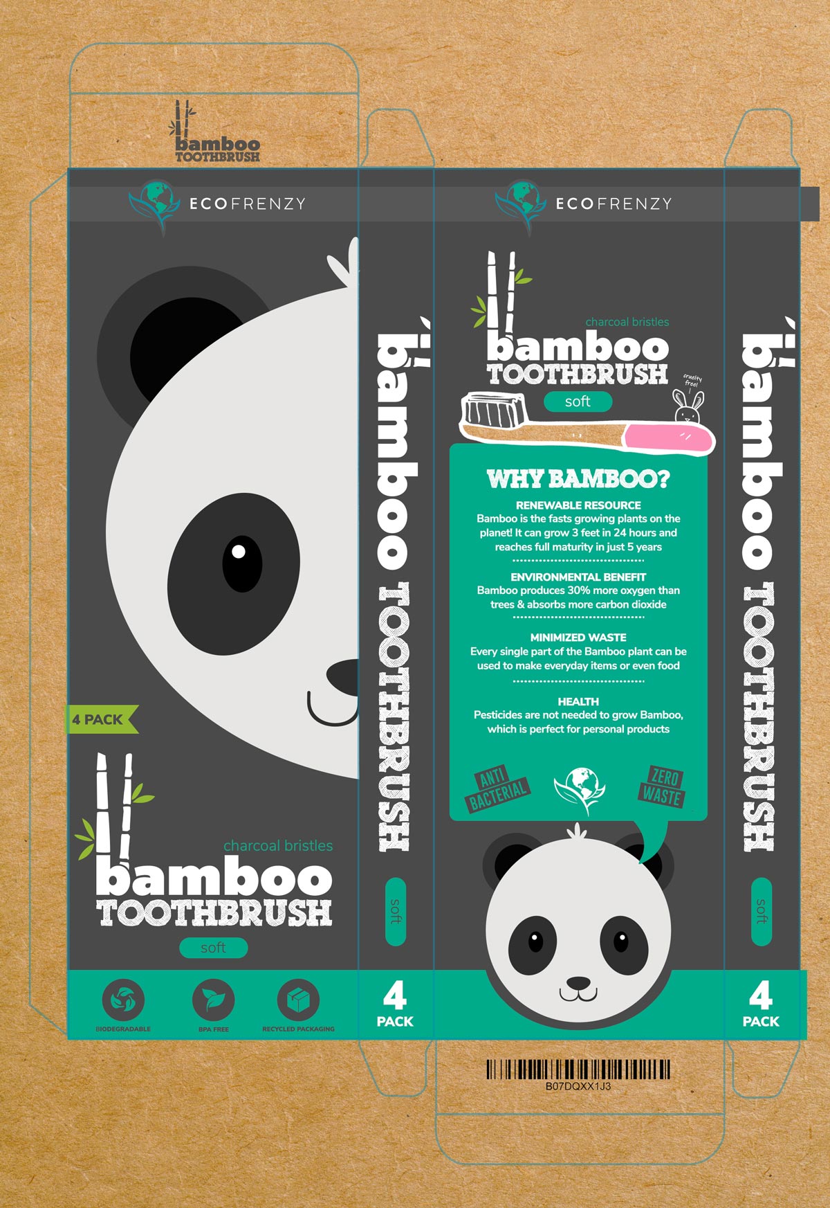 Eco Frenzy panda edition toothbrush packaging design
