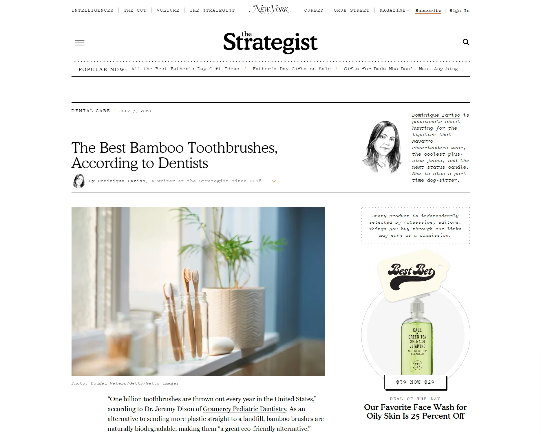 Eco Frenzy featured in NY Mag The Strategist best bamboo toothbrushes