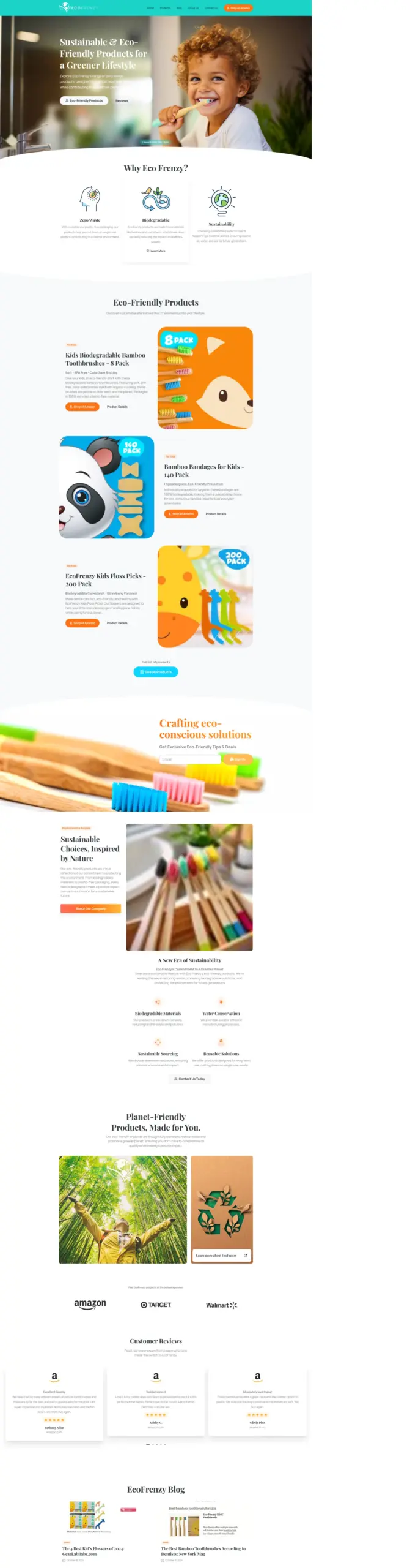 Eco Frenzy website after the redesign