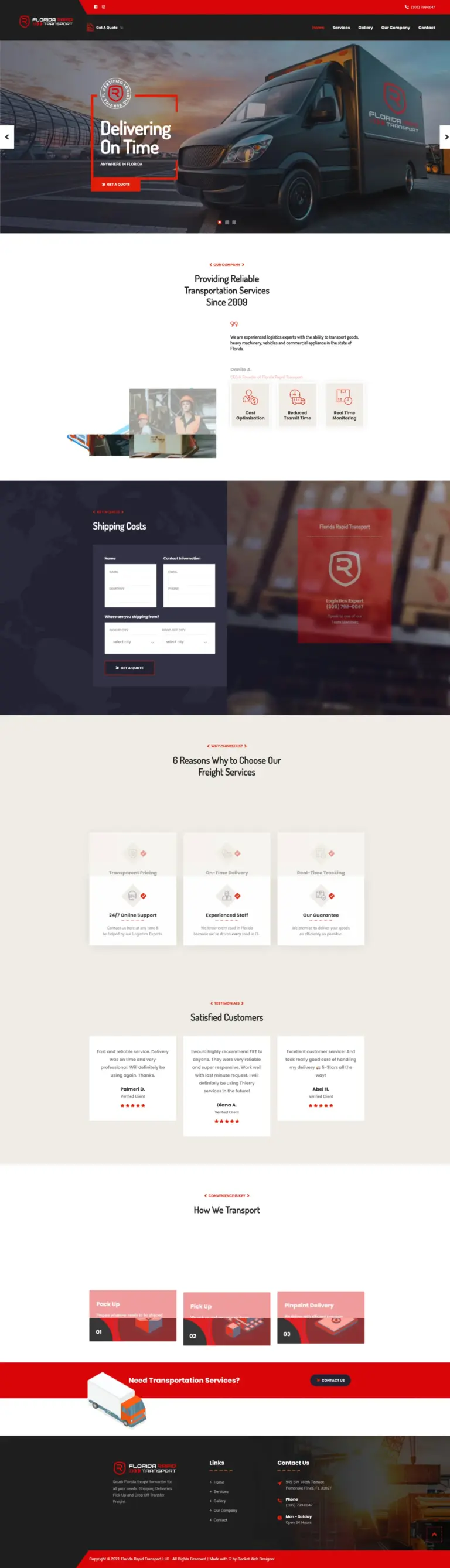 florida rapid transport website by rocket web designer