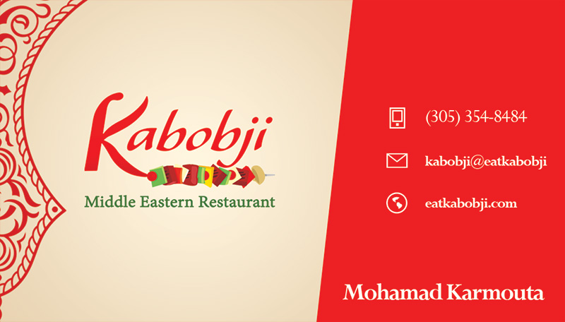 Kabobji business card front by Rocket Web Designer