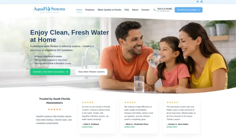 aquaflo-systems hero website capture by Rocket Web Designer