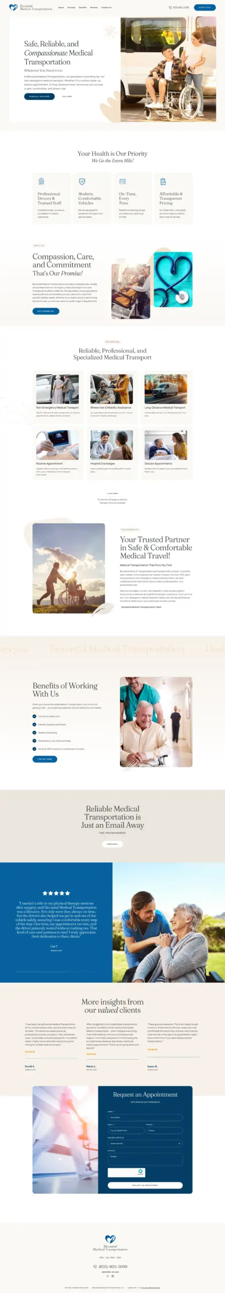 Bicoastal Medical Transport desktop website