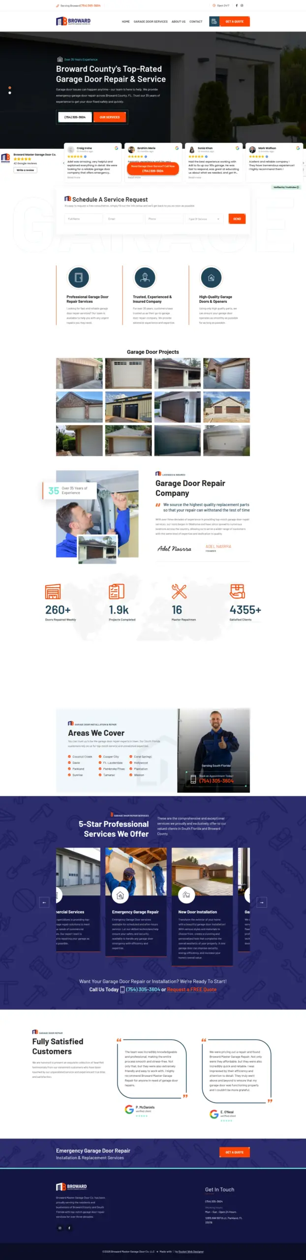 Broward Master Garage Door Co. desktop website