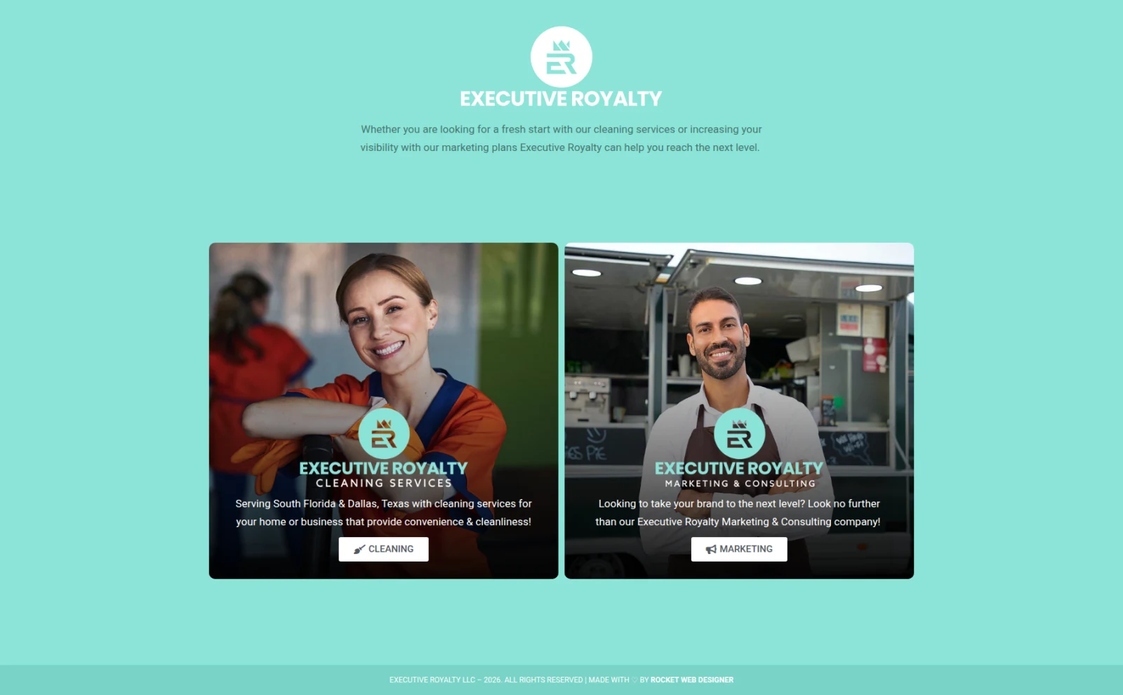 Executive Royalty desktop website