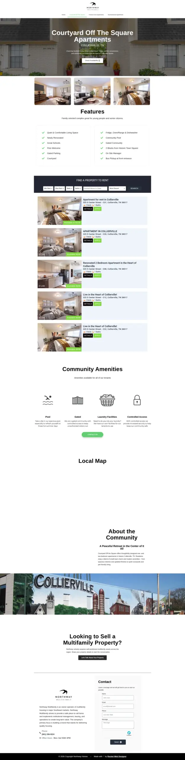 Courtyard by the Square desktop website