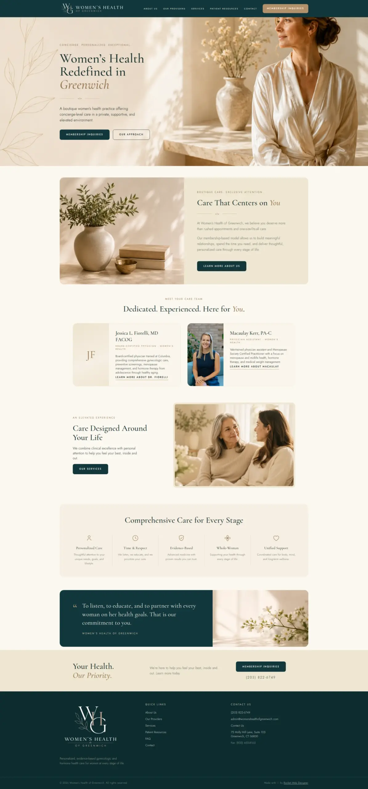 Women’s Health of Greenwich desktop website