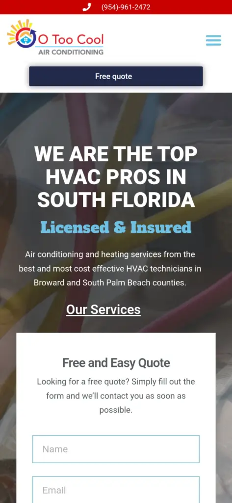 O Too Cool Air Conditioning mobile website