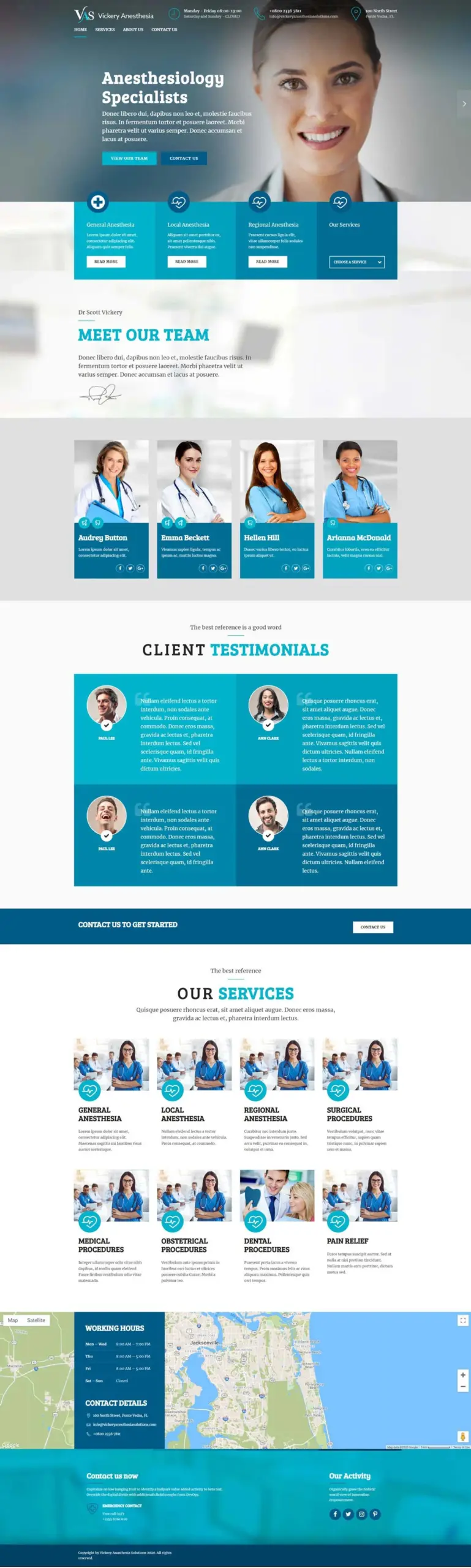 Vickery Anesthesia desktop website
