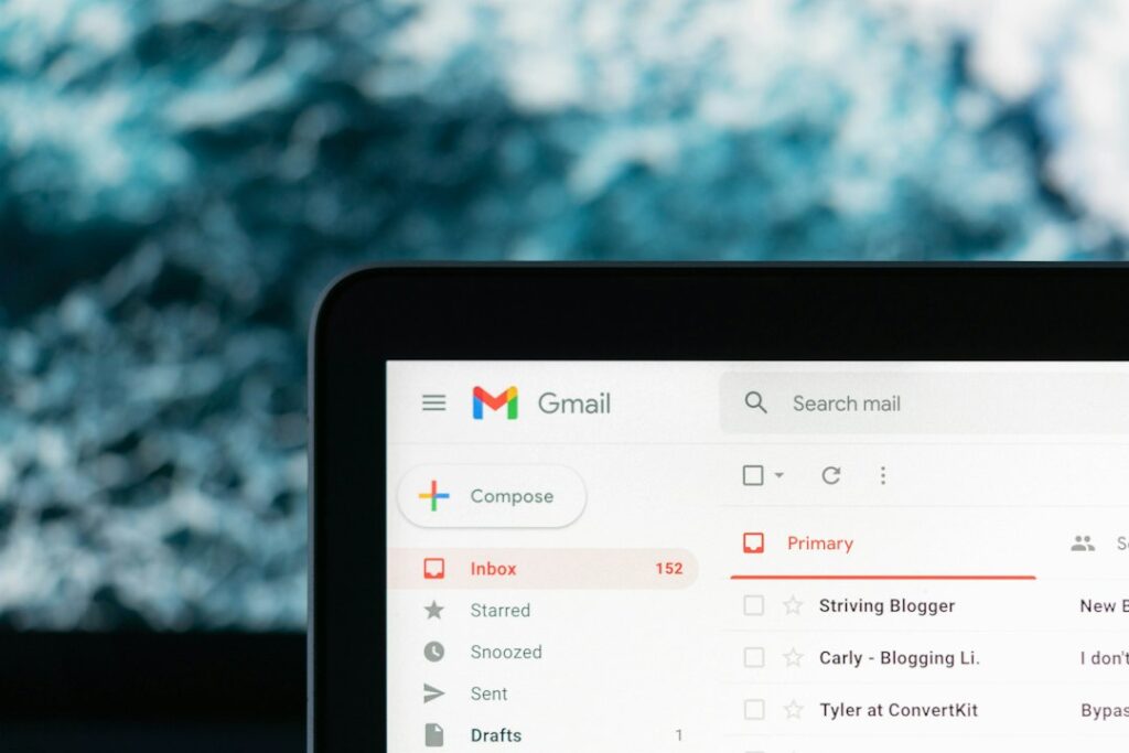 Gmail inbox open on a laptop representing email marketing